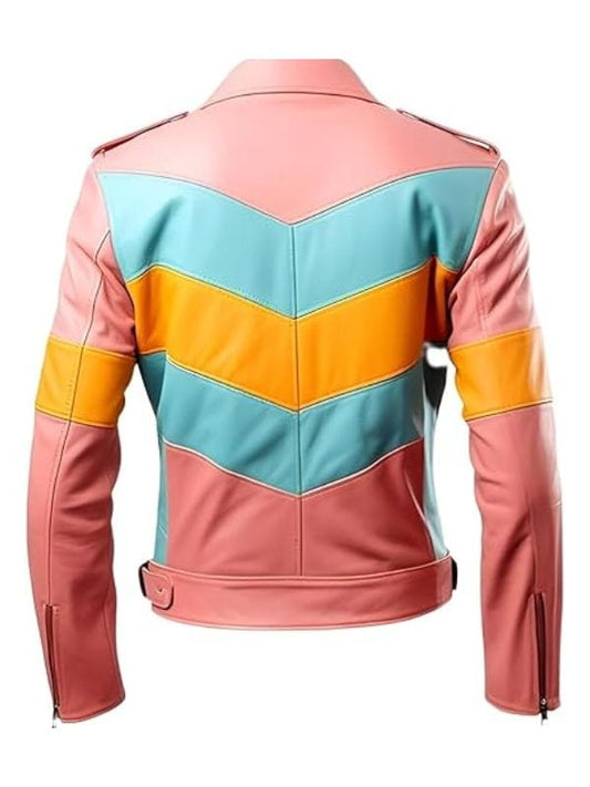 Men’s Retro Hiphop Biker Jacket – Multicolor Vintage Streetwear Style