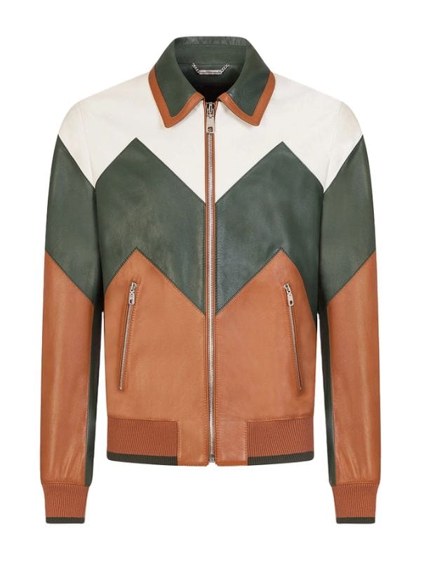 Mens Ivan Multi Color Bomber Leather Jacket