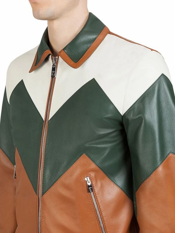Mens Ivan Multi Color Bomber Leather Jacket