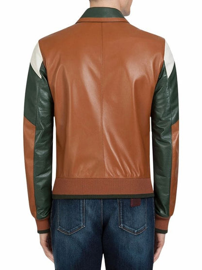 Mens Ivan Multi Color Bomber Leather Jacket
