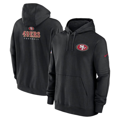 San Francisco 49ers Black Sideline Club Performance Full-Zip Hoodie - Official NFL Gear