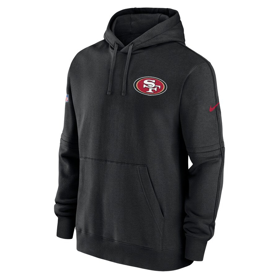San Francisco 49ers Black Sideline Club Performance Full-Zip Hoodie - Official NFL Gear