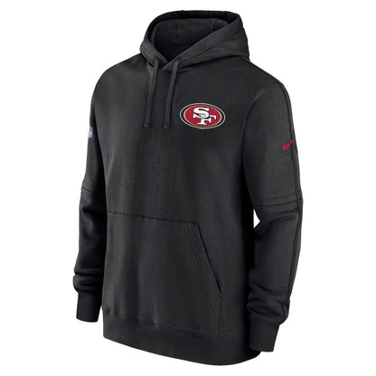 San Francisco 49ers Black Sideline Club Performance Full-Zip Hoodie - Official NFL Gear