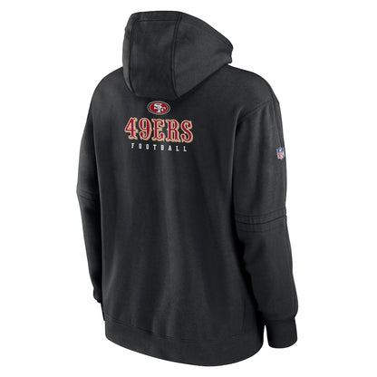 San Francisco 49ers Black Sideline Club Performance Full-Zip Hoodie - Official NFL Gear