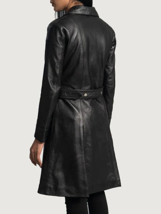 Moonlight Black Leather Trench Coat