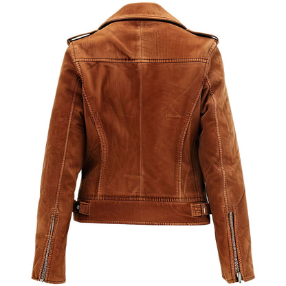 Women’s Brown Suede leather Biker Jacket