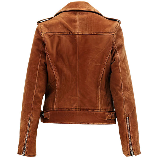 Women’s Brown Suede leather Biker Jacket
