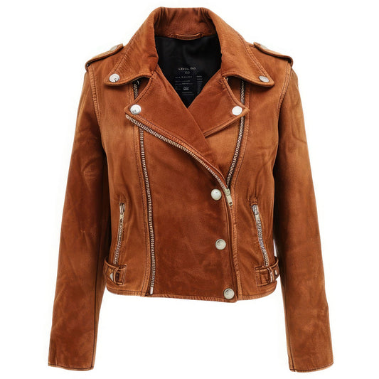 Women’s Brown Suede leather Biker Jacket