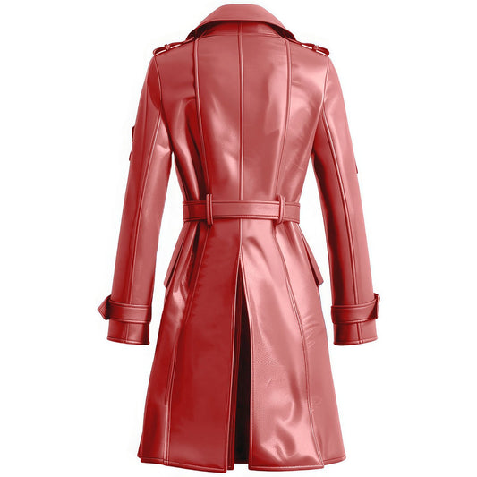 Women’s Tea Pink Leather Trench Coat