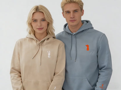 Custom Embroidered Hoodie | Matching Couples Animal Silhouette Sweatshirt | Best Friend Gift | Fox & Rabbit Valentines Day Gift with Names