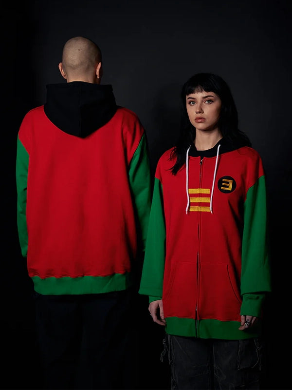 Eminem Rap Boy Zip-Up Hoodie - Red, Green & Black Fan Gear