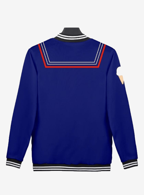 Steve Harrington Scoops Ahoy Varsity Jacket Stranger Things sailor style blue and red