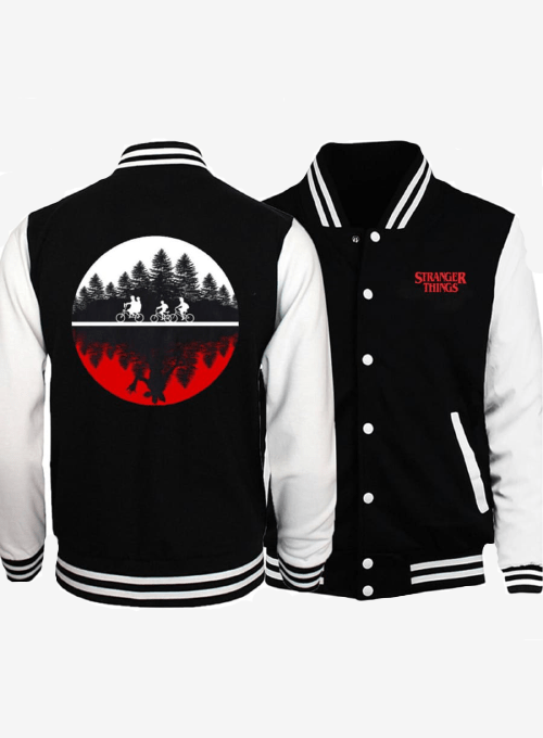 Stranger Things Letterman Varsity Jacket wool leather Upside Down