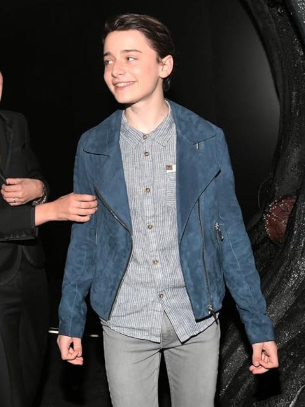 Will Byers Blue Suede Jacket – Stranger Things Premiere Noah Schnapp Style