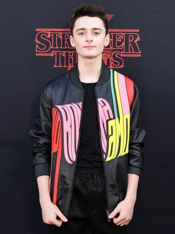 Will Byers black leather bomber jacket – Noah Schnapp Stranger Things premiere style, ArnaLuxe