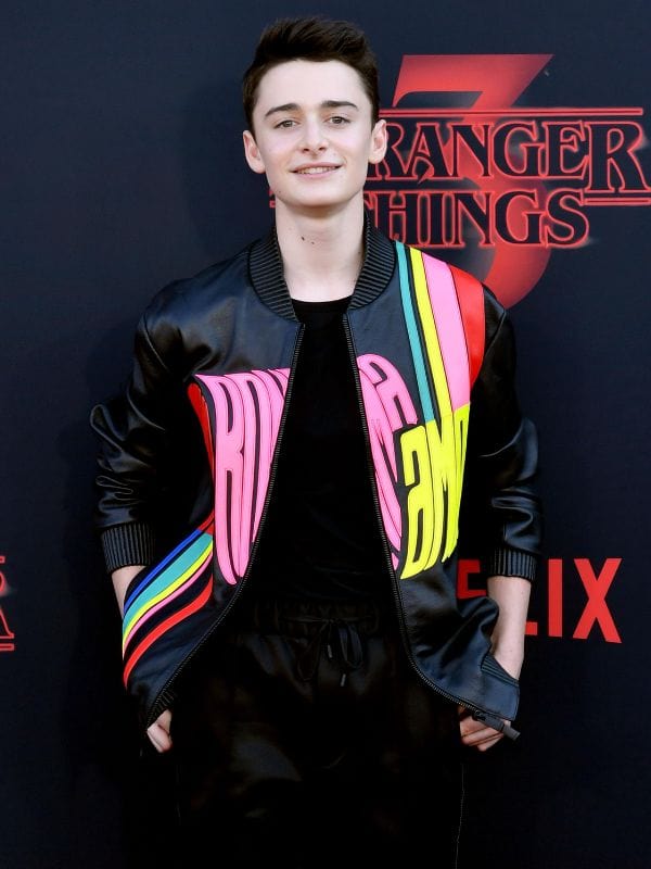 Will Byers black leather bomber jacket – Noah Schnapp Stranger Things premiere style, ArnaLuxe