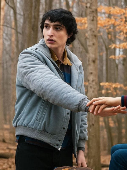 Mike Wheeler grey bomber jacket inspired by Stranger Things Season 5 – ArnaLuxe