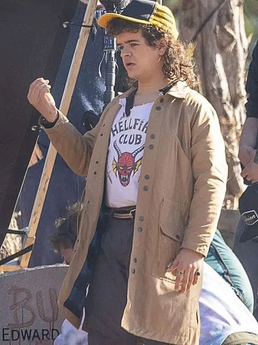 Stranger Things S05 Gaten Matarazzo Brown Coat