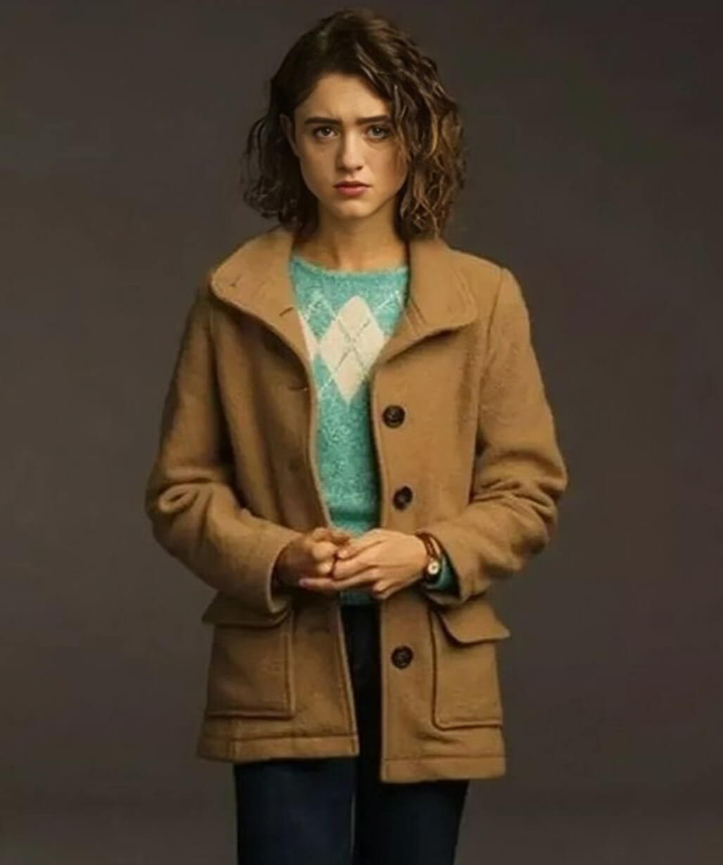 Nancy Wheeler brown wool coat Stranger Things S03 lapel style