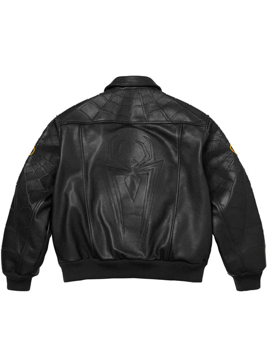 Supreme x Vanson Spider Man All-Black Leather Jacket