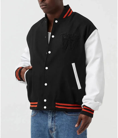 Gabriel Black and White W Letterman Jacket