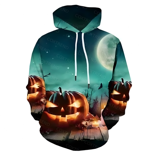 Halloween Pumpkin Evil Men's Full Print Hoodie