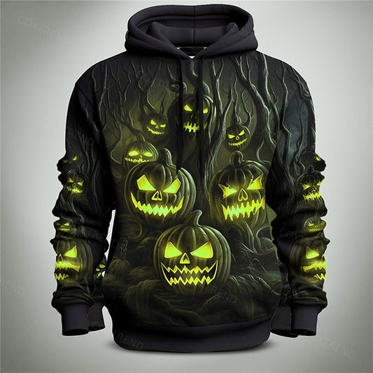 Halloween Pumpkin Head Men's Full Print Hoodie