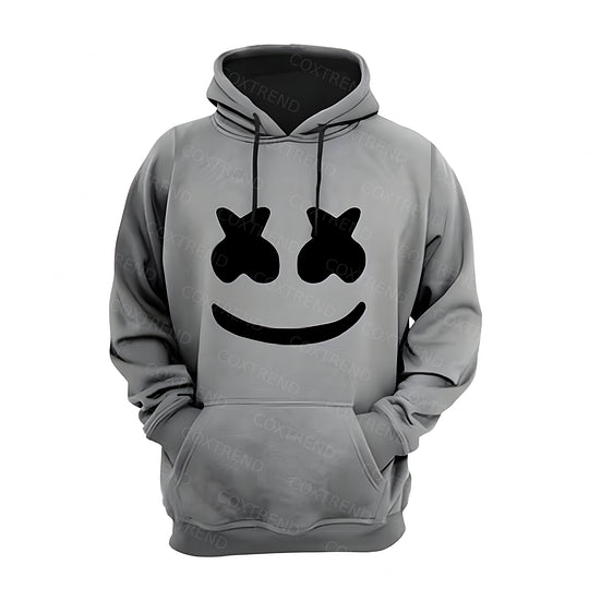 Men’s evil smile Halloween hoodie full print creepy streetwear pullover for spooky costume outfits