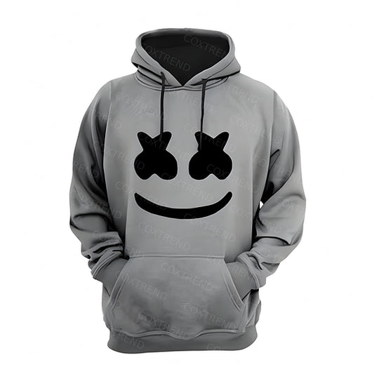 Men’s evil smile Halloween hoodie full print creepy streetwear pullover for spooky costume outfits