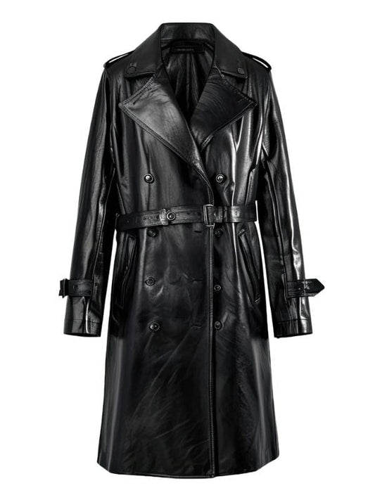 Women’s Black Genuine Sheepskin Double Breasted Coat