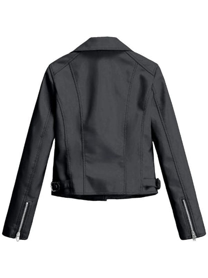 Women's Black Motorbike Genuine Black Leather Jacket
