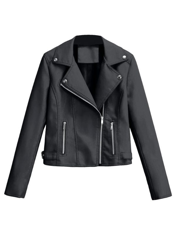 Women's Black Motorbike Genuine Black Leather Jacket