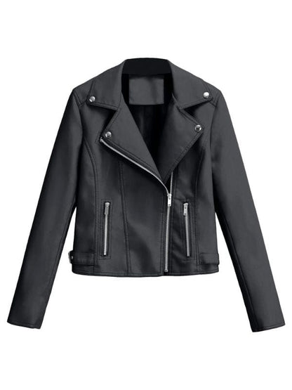 Women's Black Motorbike Genuine Black Leather Jacket