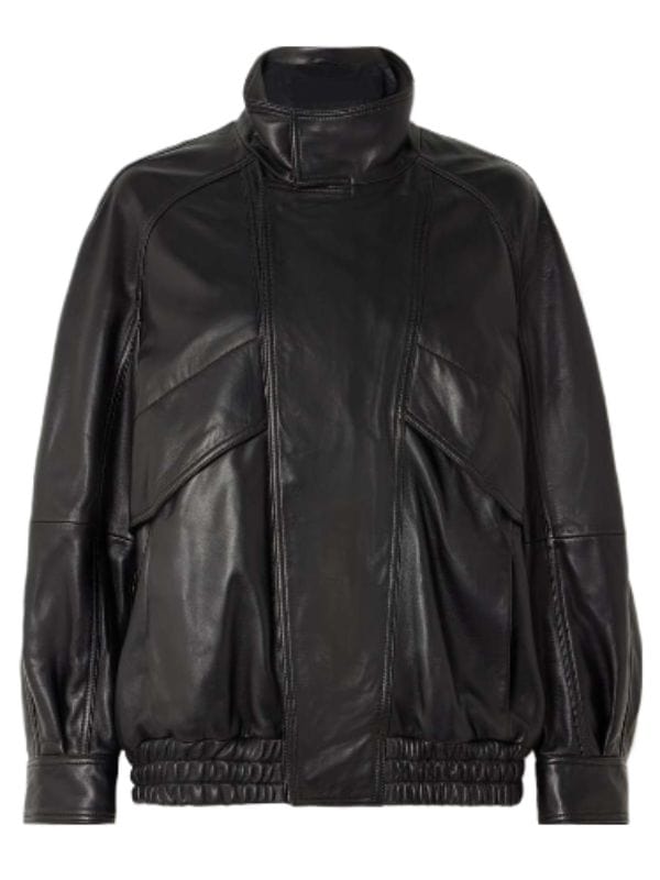Women's Chic & Comfortable Oversized Black Leather Bomber Jacket