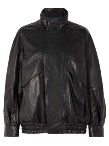 Women's Chic & Comfortable Oversized Black Leather Bomber Jacket