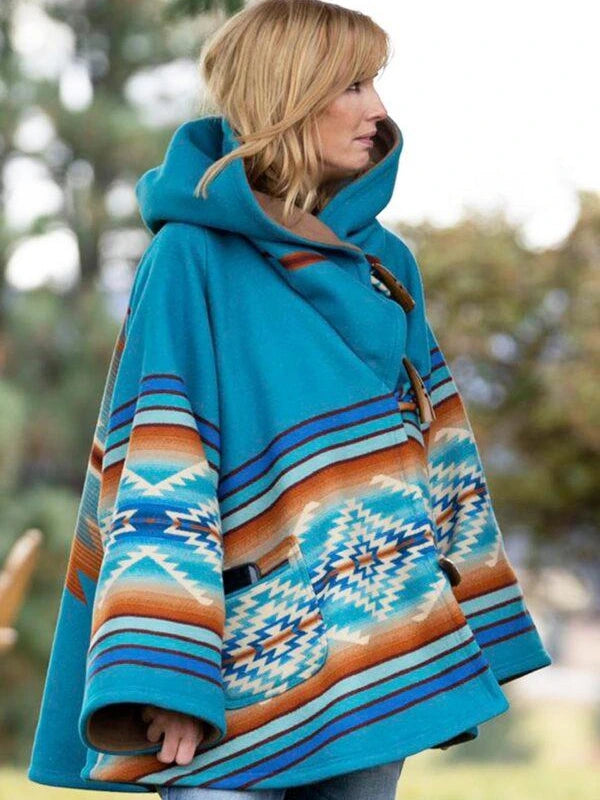 Kelly Reilly Yellowstone Blue Hooded Coat